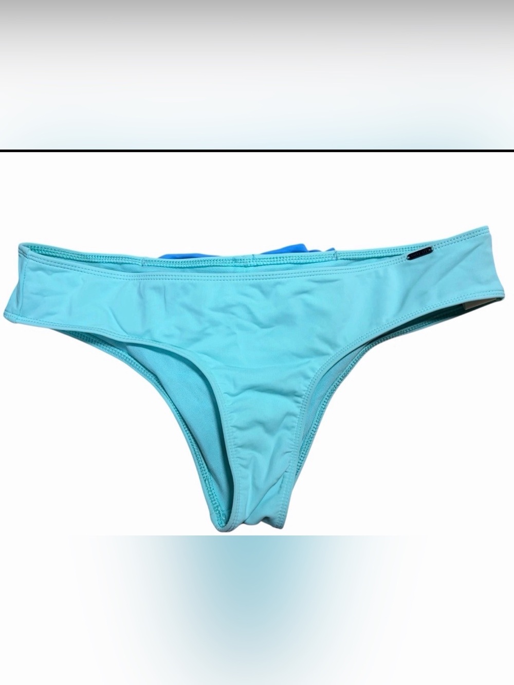 Hollister Bikini Bottom Womens Medium Aqua Blue Bow Back Ruched NWT Swim